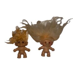 Set of 2 DAM Vintage 60s 3" Troll Dolls Thomas DAM Denmark Amber Glass Eyes‎